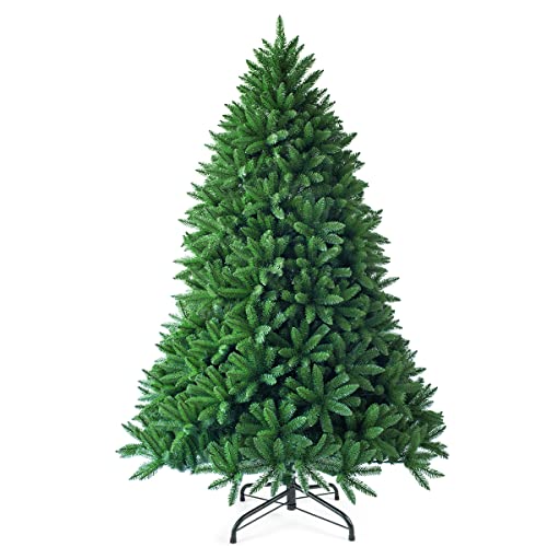 Goplus 5ft Unlit Artificial Christmas Tree, Premium Hinged Fir Tree, Easy Assembly with Metal Stand...