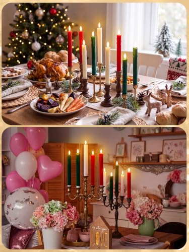 Image of Treela 24 Pcs Flameless LED Taper Candles,Flocking,8 Inch,Multicolor
