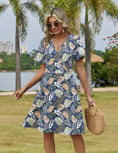 Image of Zeagoo Womens Summer Dresses Wrap V Neck Dress Floral A-Line Ruffle Sleeve Casual Sundress with Pockets 2026
