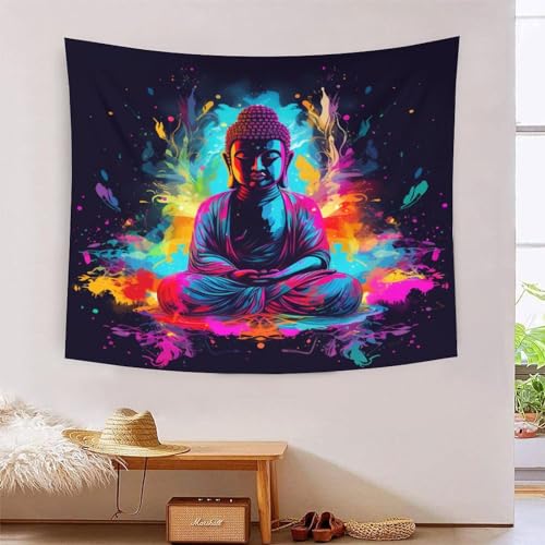 Tapisserie murale Bouddha 3D grand format tissu decoration salon zen