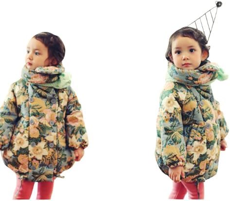 Amazon アンバー Amber 女の子 ローズ柄 中綿コート 5号 90cm ブルー コート ジャケット 通販