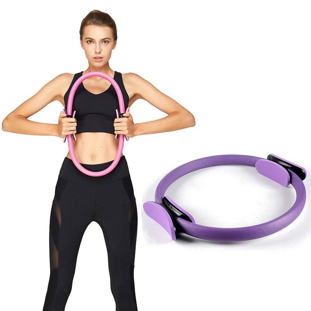 ZN Professional Magic Ring,Pilates Double Handle Ring-Dual Grip Magic Exercise Circle,Pelvic Floor Exerciser Ring Hoop Home Thigh Leg Kegel Muscle Toner Purple/Purple