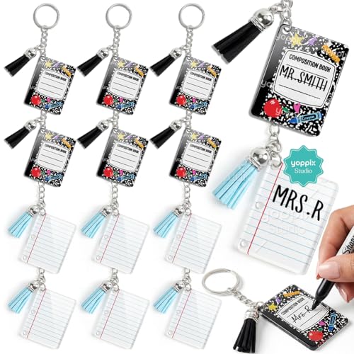 YOPPIX 12 Pcs Back to School Notebook Keychain Gifts Bulk Mini Note Book Keychain Teacher Appreciation Gift Back to School Supplies
