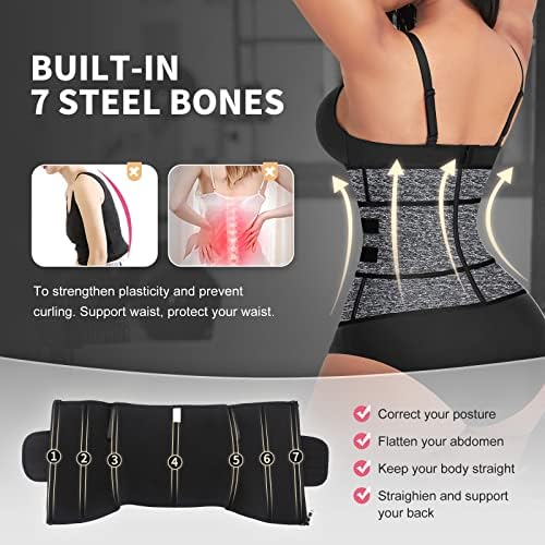 FeelinGirl Waist Trainer for Women Plus Size 7 Steel Bones