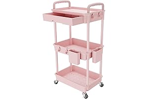 3 Tier Rolling Utility Cart - A Perfect Storage Solution in Pink