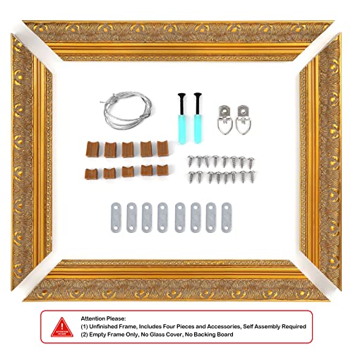 Diy Solid Wood Frame For 9X12" Canvas Oil Paintings, Antique Ornate Picture Frame For Landscape Portrait, 2.4" Wide Gold Art Frame For Prints Posters (Empty Frame Only, No Plexiglass & Backing Board) #TOP1