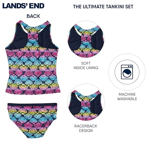 Image of Lands' End Girls' UPF 50+ Swim Bikini Bottom and Racerback Tankini Set