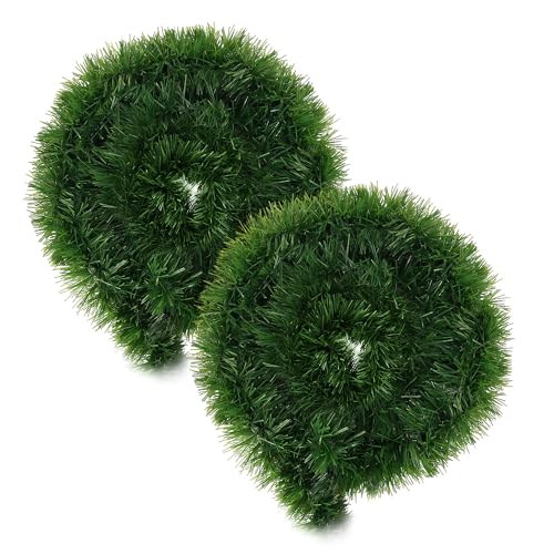 2 Piezas Guirnalda Navidad Verde 5.5M, Guirnalda Navidad Pino Artificiale, Christmas Garland para Manijas de Escaleras Puertas y Ventanas Decoracion Navida (5.5 Metros x 2)
