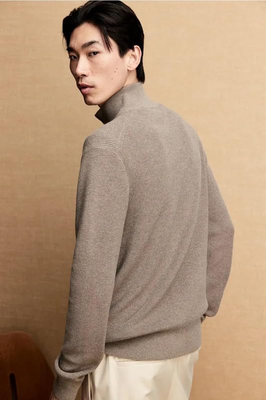 Image of Solid Half Zipper Long Sleeve Winter Wear Pull On Sweatshirt for Mens