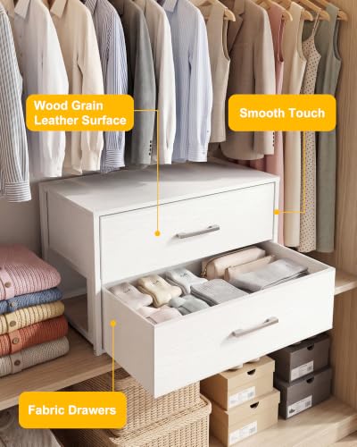Image of Fixwal Closet Drawers for Clothes, 1 Pack, 2 Drawers Dresser, 21.2 inch Wide
