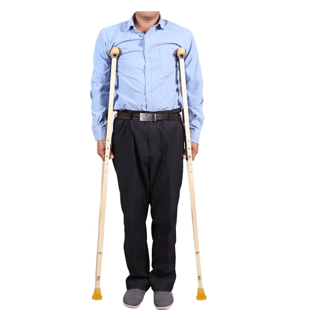 Muletas para axilas para adultos Bastones de madera ligeros Bastones teleajustables de altura antideslizantes para uso en personas mayores/S-1/2 piezas