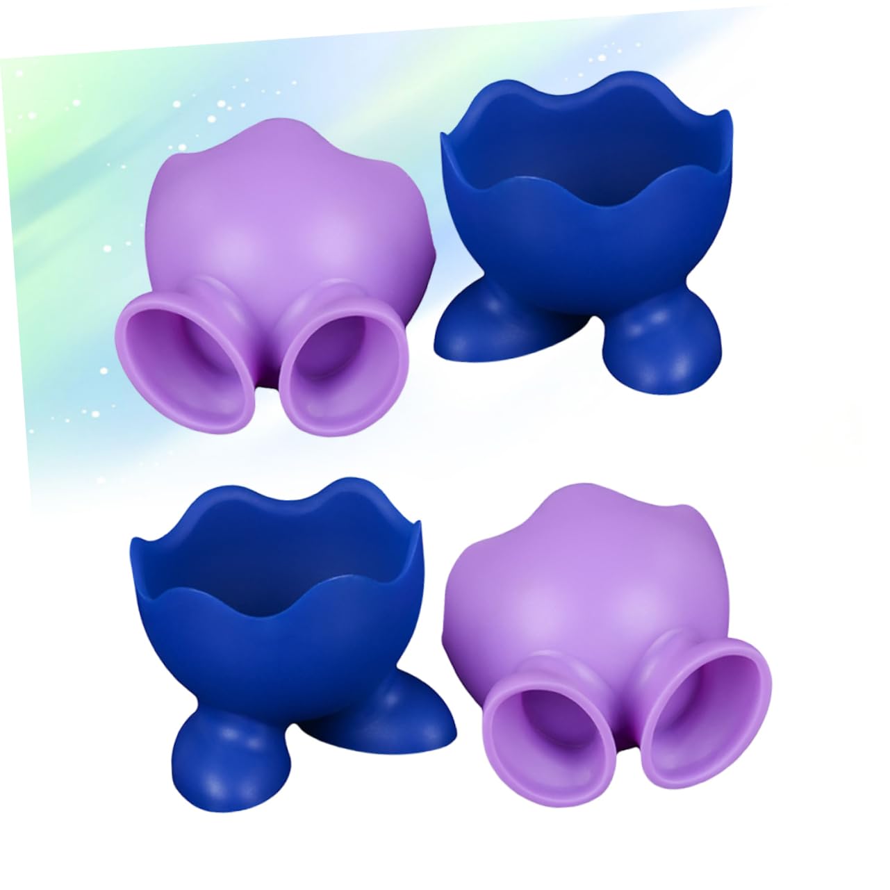 GRIRIW 4pcs Egg Cup Holder Vintage Soft Boiled Egg Holder Egg Holder Breakfast Egg Cooker Cups Egg Cups Silicone Egg Boiler Cups for Boiled Eggs Blue