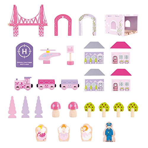 Bigjigs Rail, Fairy Town Zug Set Holzspielzeug Holzeisenbahn Set Geschenke für 4 Jahre Mädchen Rosa Zug Set Mädchen Zug Set Bigjigs Zug Set – Bild 5