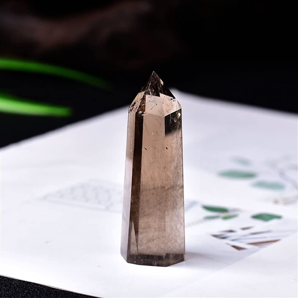 Domowe Kolekcje Kryształ 1 PC Naturalny Kwarc Herbata Kryształ Punkt Dymny Kamień Sześciokątne Pryzmaty Kwarcowy Różdżka Obelisk Kamień DIY Prezent (Rozmiar: 51-60mm)