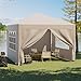 JUMMICO Gazebo 3x3 Pieghevole Impermeabile con 4 Parti Laterali,Gazebo Regolabile Robusto,Gazebos Esterno Resistente Protezione UV 50+,Gazzebo Da Giardino Tende per giardini, feste e party,Beige immagine