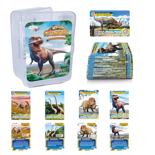 Dinosaur Flash Cards, 42 PCS Collectible Dinosaur Trading Cards for Kids, Prehistoric Animals Educational Learning