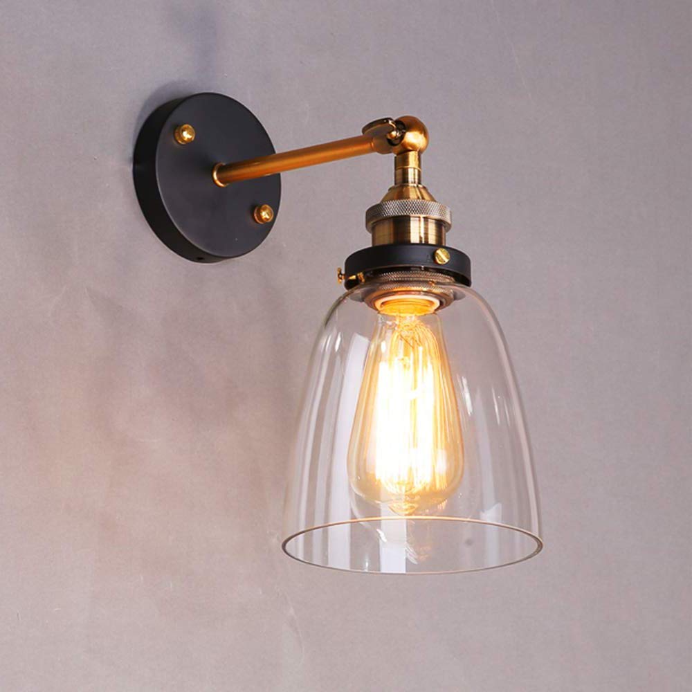 Industrial Vintage Glass Wall Light Lamp Sconce Lighting Adjustable Metal Retro For Loft Coffee Bar Living Room Dining