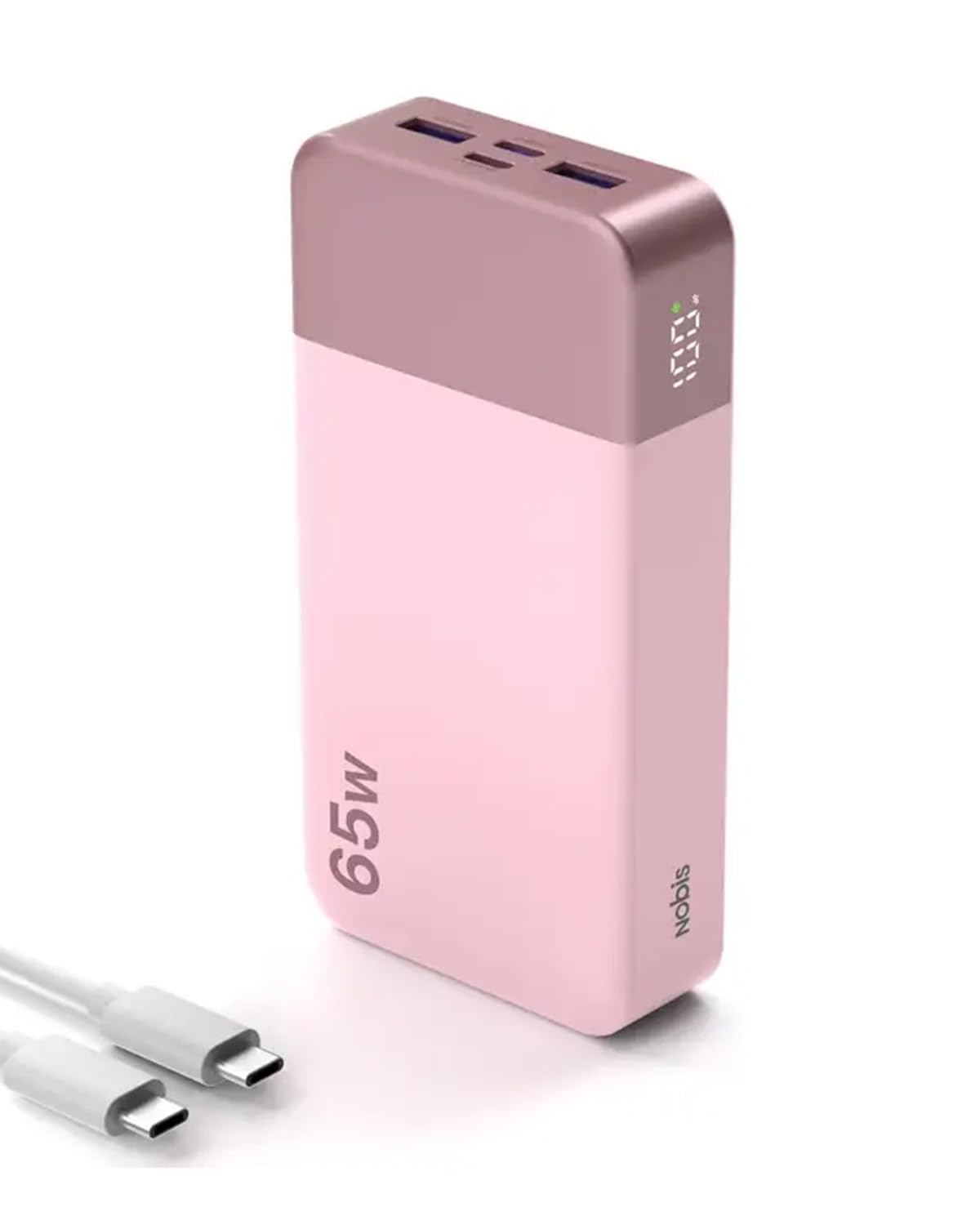NOBIS 65W 20000mAh Portable Charger Power Bank Fast Charging | Battery Pack with 2 USB-C(In/Out) & 2 USB-A , Digital Display, Battery Bank Travel Essential...