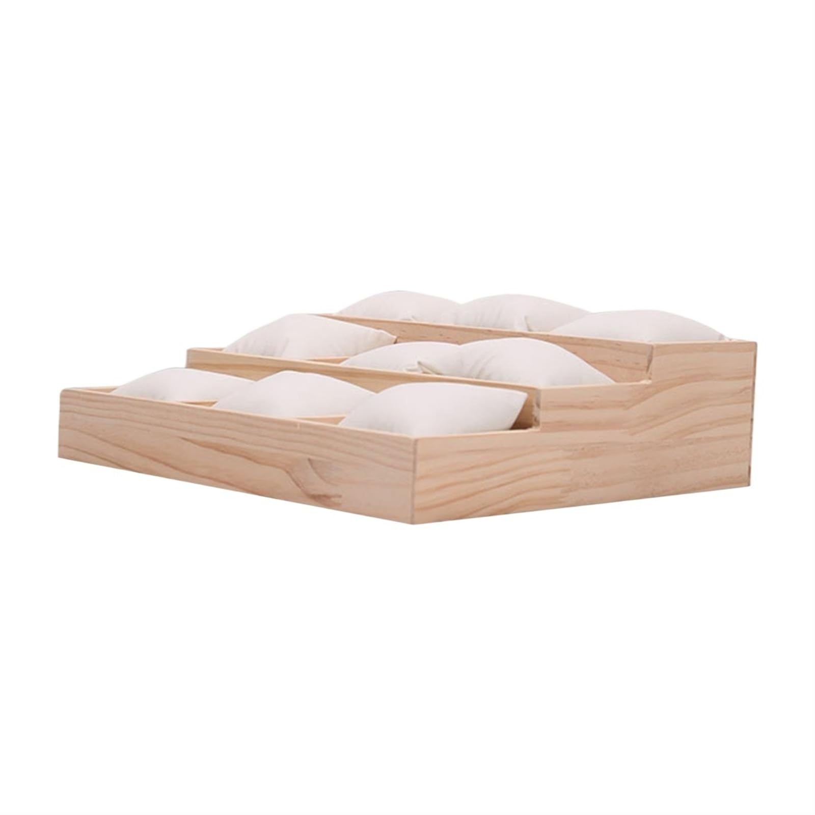 ESTDKMNOS Portable Jewellery Case， Wooden 9 Grid Jewellery Tray Multicolor for Necklaces Bracelets Watches(White Pu Leather)