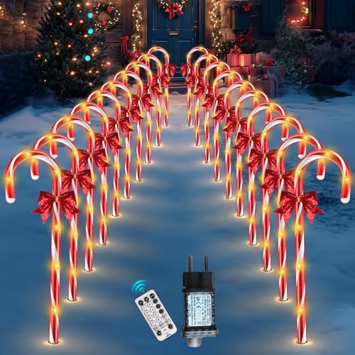 HELESIN Lichterkette Zuckerstangen Weihnachtsdeko Aussen 20 Stück, 12...