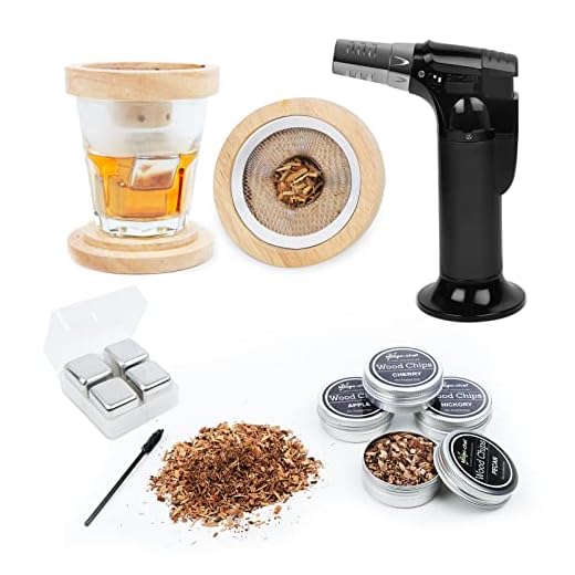Cocktail Smoker Kit with Torch and Wood Chips-Old Fashioned Chimney Drink Smoker for Cocktails,Whiskey & Bourbon,Ideal Gifts for Men,Boyfriend,Husband,Dad (No Butane) (smoker kit with torch)
