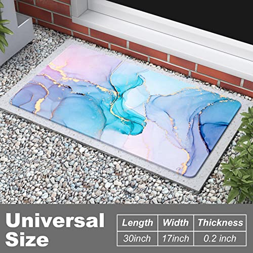 Rnivvi Front Door Mat, 30"X17" Marble Style Indoor Outdoor Welcome Mat, Heavy Duty Low Profile Anti-Slip Entryway Rug For Home Entrance, Floor, Patio Entry & Mud Room, Colorful Marble Decor Doormat #TOP1
