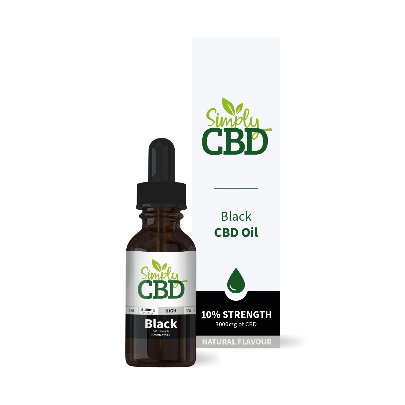 Simply CBDBlack Oil Drops - 10% Strength - Natural Flavour - 30ml