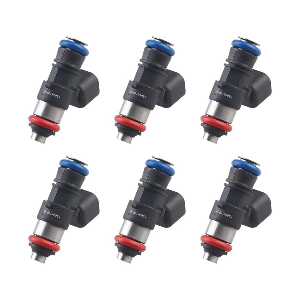 Car Petrol Injector 6pcs Fuel Injectors 0280158091 for Flex for Fusion for Taurus for Lincoln for MKT for MKX for MKZ 2007-2012