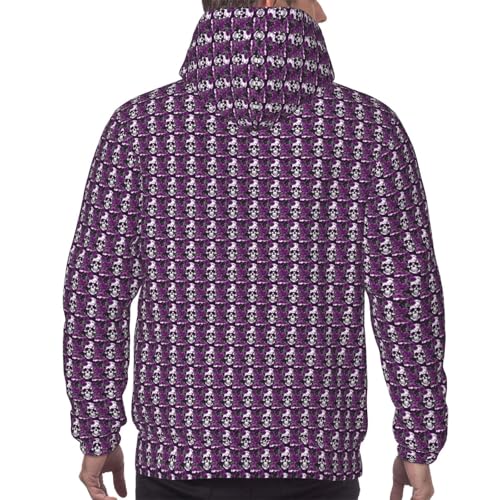 Sweat à capuche squelette violet unisexe chaud et confortable avec poche - 4