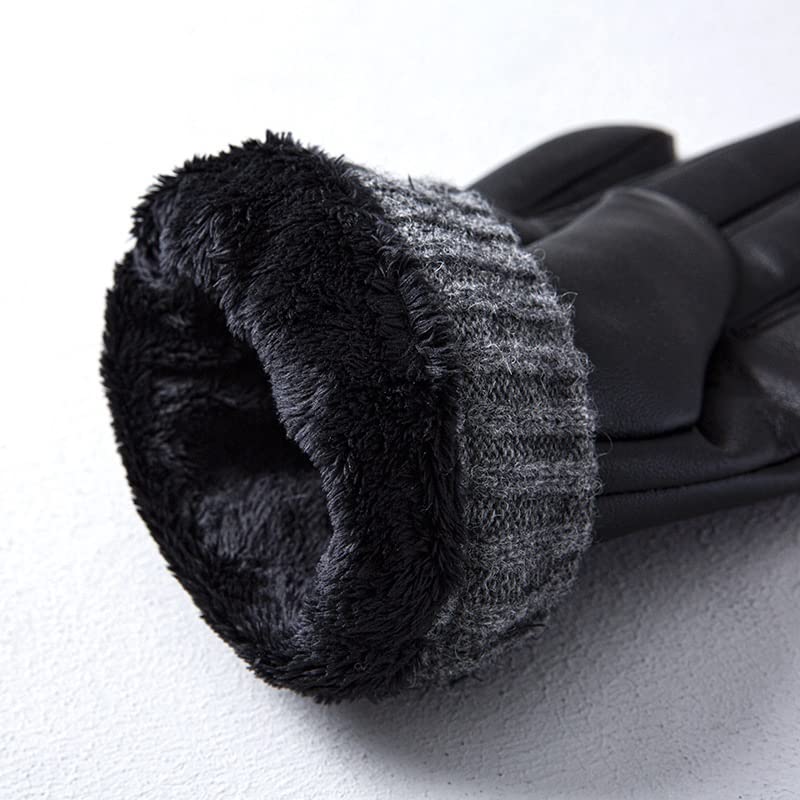Guantes térmicos para Invierno Guantes de Cuero for Hombre Pantalla táctil Forro Polar Piel Oveja Invierno Negro Varios tamaños