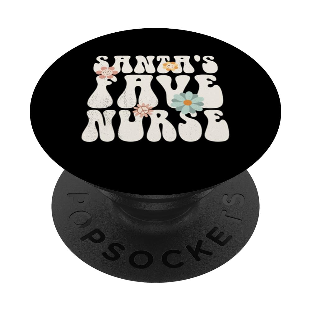 Retro Groovy Christmas Santas Fave Nurse Hippie PopSockets Swappable PopGrip