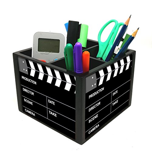 Nutcase 4 Slot Office Wooden Desktop Storage Holder Stand for Pen/Pencil/TV Remote Control/Stationery/Mobile Phone -W-5.75" x H -4.25" x L-5.5" - Filmy