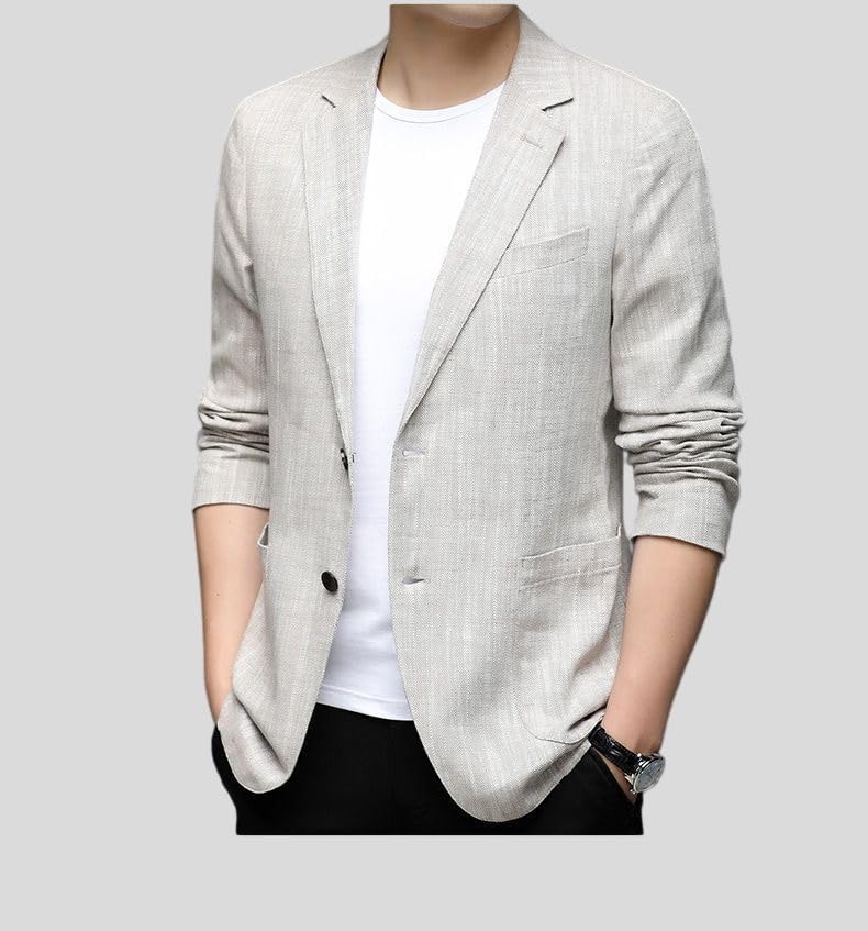 Blazer en lin homme coupe ajustée veste légère à boutons - 6