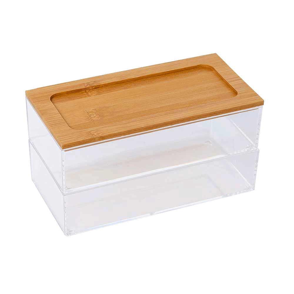 YATAI Jewelry Organizer Box, Makeup Storage Organizer Box, Multi-function 2 Tier Jewelry Box, Bamboo Acrylic Vanity Organiser, Storage Case for Jewellery Organiser, Accessories Organizer, Gift Box