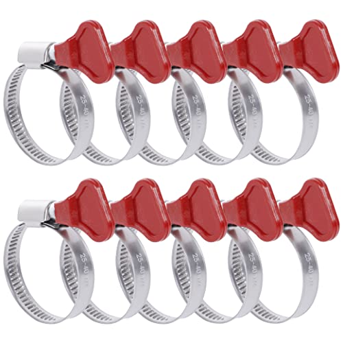 10 Stück Schlauchschellen Set 25-40mm Einstellbare Schlauch Clips Rohrschellen Mit Griff Schlauchbinder für Wasserrohr Gasrohr Garten Poolschlauch(Schraubenschlüssel Unnötig)