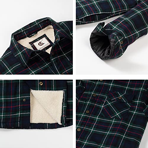 Image of COEVALS CLUB Men's Flannel Shacket Casual Button Snap Sherpa Quilted Lined Premium Jacket Shirts