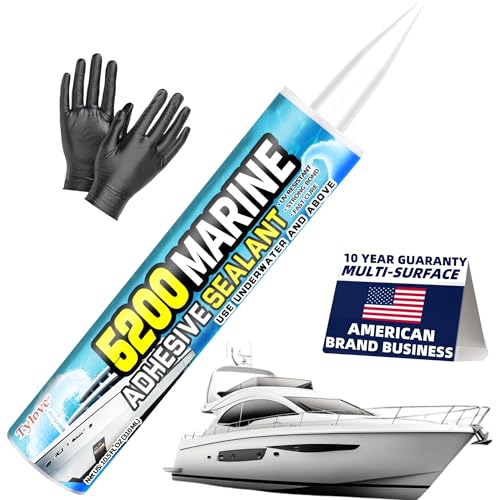 5200 Marine Sealant for Boats & RVs-Fast-Cure (30 Mins), Waterproof, UV-Resistant, High-Bond Adhesive Sealant for Hulls, Decks, Fiberglass, Wood & Metal-Eco-Friendly, Low Odor, with Gloves&N