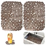 Lot de 2 tapis d'évier 40 x 30 cm - Tapis d'égouttement découpable - En PVC - En forme de ...