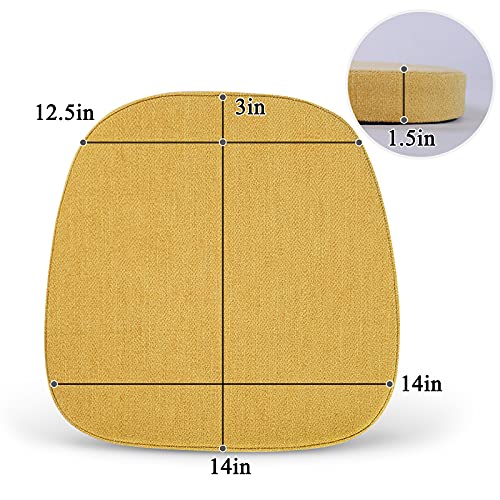 Baibu 14X14 Inches Metal Chairs Cushions With Ties Set Of 4, Non-Slip Metal Dining Chair Pads Kitchen Chair Cushions With Machine Washable Cover - 4 Cushions Only (Yellow, 14X14X1.5In) #TOP1