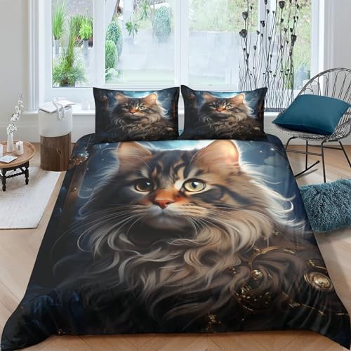 Parure de lit chat 200x200 avec housse de couette microfibre respirante - 2