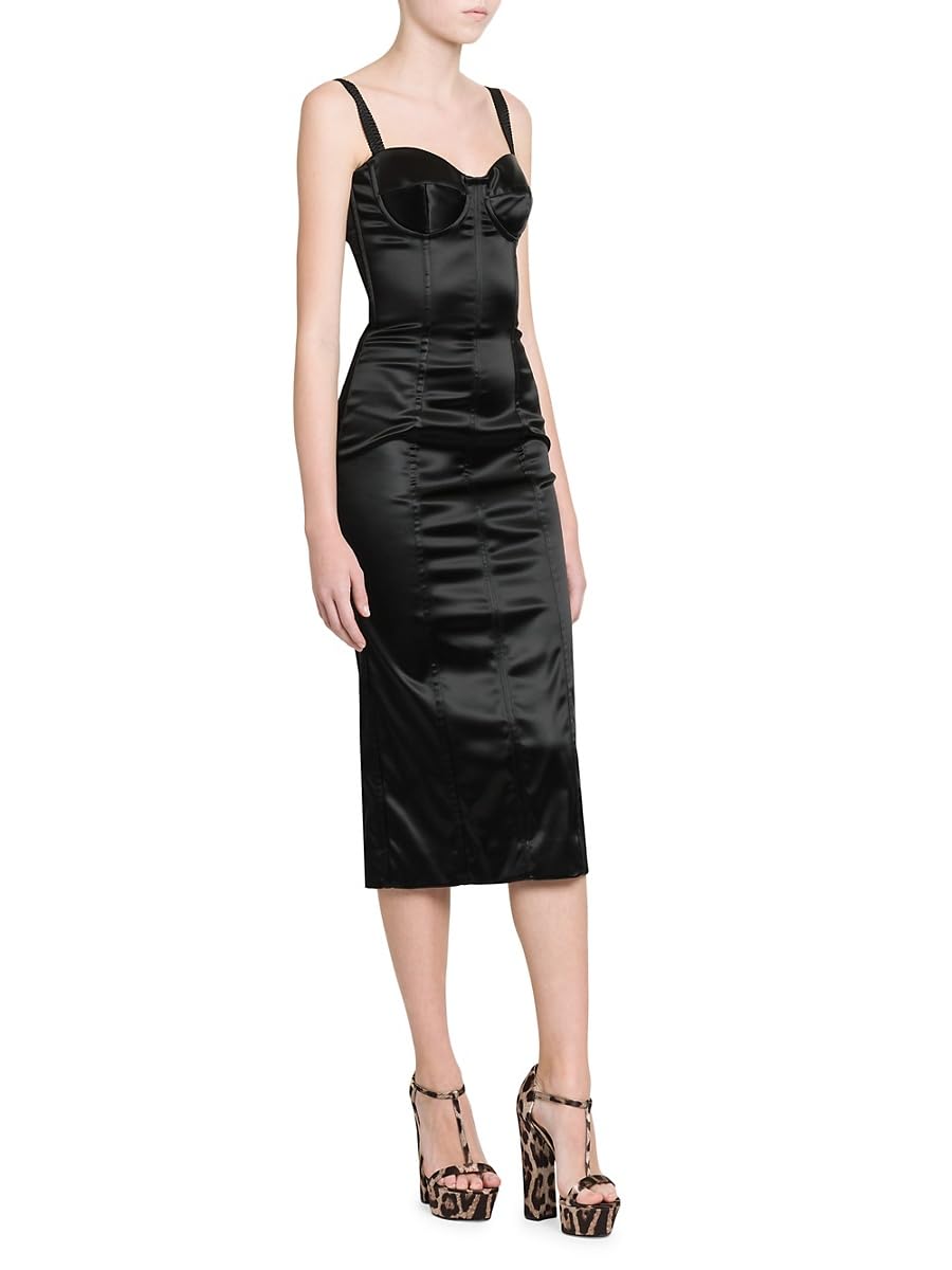 Dolce&Gabbana, Satin Corseted Midi-Dress
