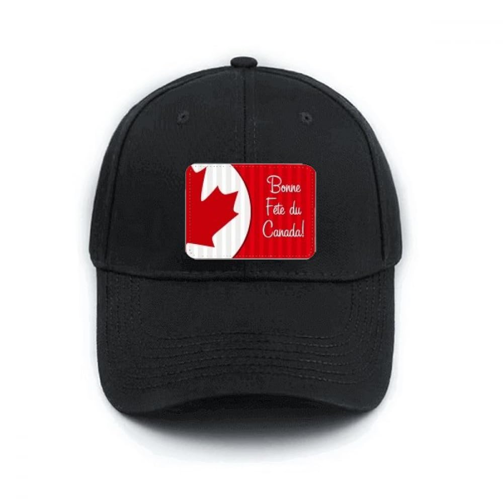 Casquette Canada Maple noire réglable contre les coups de soleil