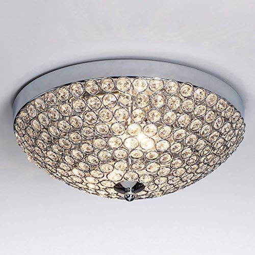 SOTTAE Elegant 2 Lights Crystal Cental Shade Chrome Finish Bedroom Living Room Hallway