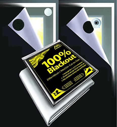 MaximoLife® Ultimate 100% Blackout Blind | Fits Any Window Size & Shape | 16X Suction Cups and 16X Hook & Loop Tabs | Super Easy to Stick On and Take Down | Portable Travel Temporary Permanent
