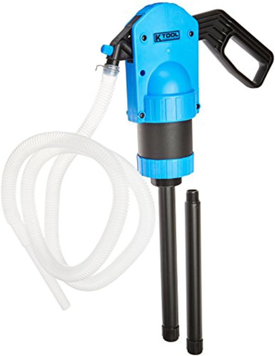 K Tool International 72210 15-55 Gallon Lever-Action Transfer Drum Pump for Garages, Repair Shops and DIY, 1 Pint per Stroke, Use with DEF, Antifreeze, Detergents, Windshield Fluids, Heavy Oils