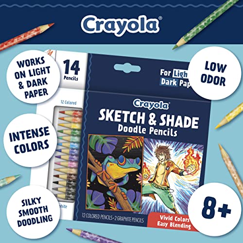 Crayola Art Pencils for Sketching & Shading (14ct), Colored Pencils for Adults, Includes 2 Graphite Pencils, Adult Coloring