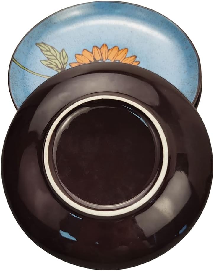 6-Inch Porcelain Snack Plate, Banquet Dessert Plate, Flower and Bird Pattern, Set of 4