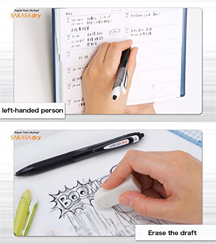 Zebra Sarasa Dry 0.5 Retractable Gel Ink Pen For Left-Handed, Rubber Grip, 0.5 Mm, 3 Body Color Black Ink, Sticky Notes Value Set #TOP5