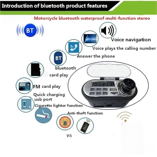 Parlante para Manubrio de Moto 12V con Radio FM y Control miniatura 4