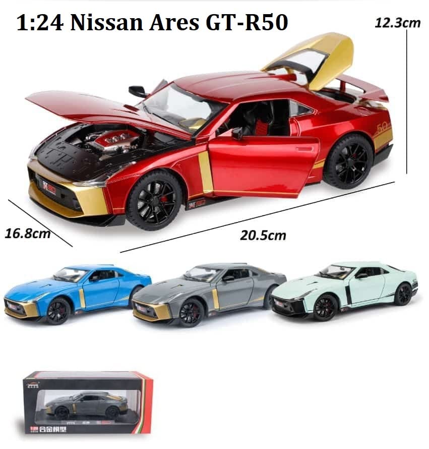 Image of Invite Enterprise 1:24 Scale Wheels Diecast Nissan GT-R50 by Ital Design,Boxed,Toy Safety Standards Metal Model Pull Back Alloy Toy Cars with Light and Sound Collection【Colors as Per Stock】
